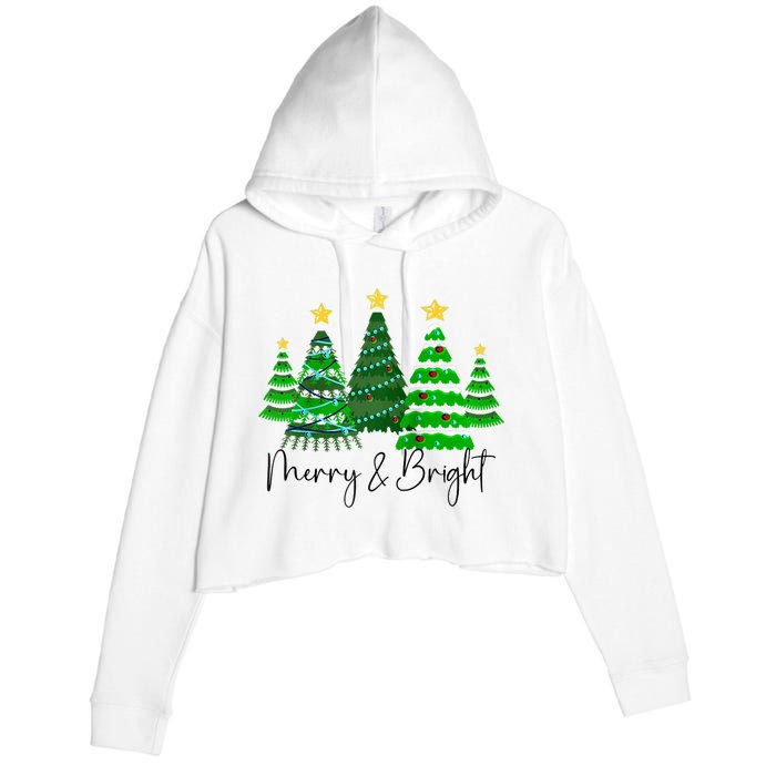 Merry And Bright Funny Christmas Tree Christmas Costume Cute Raglan Baseball Crop Fleece Hoodie