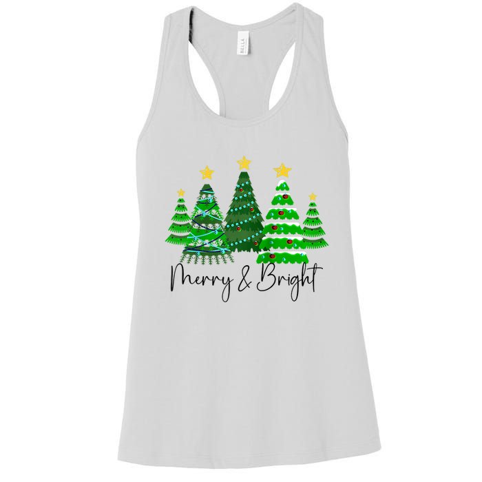 Merry And Bright Funny Christmas Tree Christmas Costume Cute Raglan Baseball Women's Racerback Tank