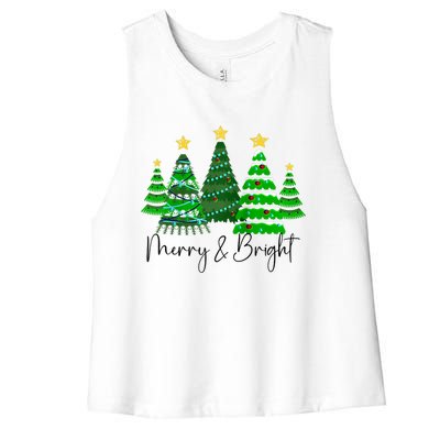 Merry And Bright Funny Christmas Tree Christmas Costume Cute Raglan Baseball Women's Racerback Cropped Tank