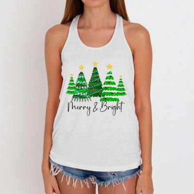 Merry And Bright Funny Christmas Tree Christmas Costume Cute Raglan Baseball Women's Knotted Racerback Tank