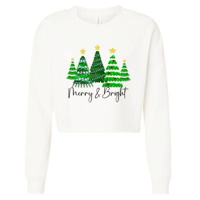 Merry And Bright Funny Christmas Tree Christmas Costume Cute Raglan Baseball Cropped Pullover Crew