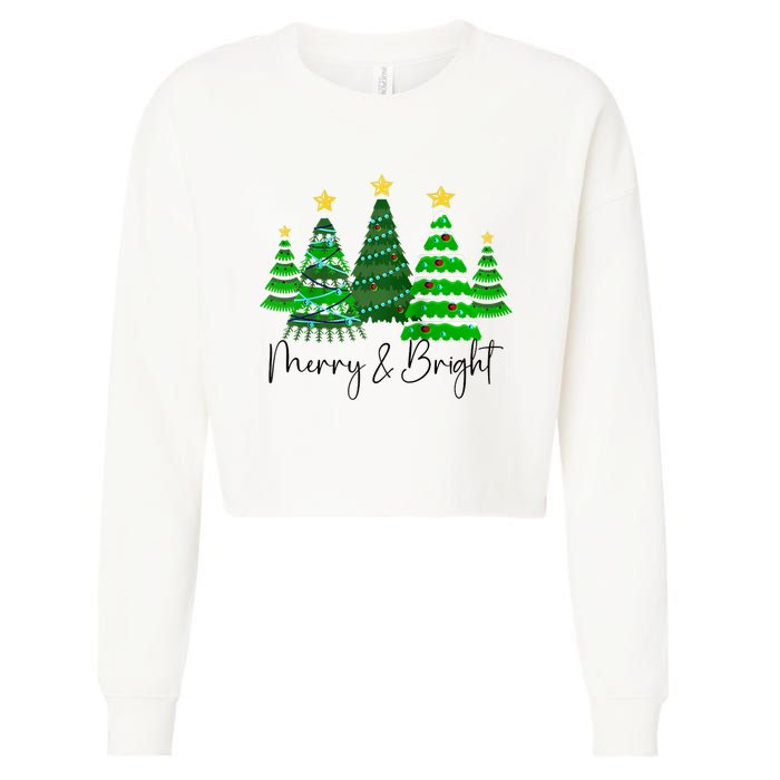 Merry And Bright Funny Christmas Tree Christmas Costume Cute Raglan Baseball Cropped Pullover Crew