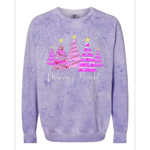 Merry And Bright Funny Christmas Tree Christmas Costume Cute Tank Top Colorblast Crewneck Sweatshirt