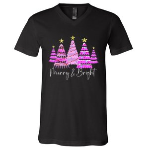 Merry And Bright Funny Christmas Tree Christmas Costume Cute Tank Top V-Neck T-Shirt