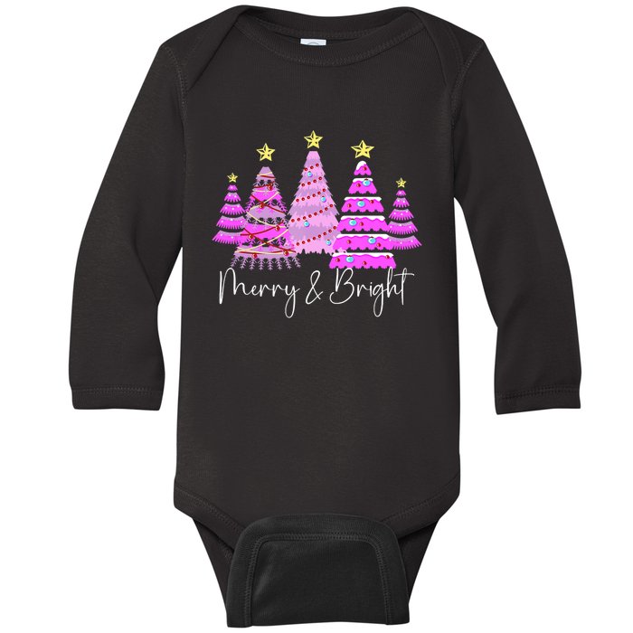 Merry And Bright Funny Christmas Tree Christmas Costume Cute Tank Top Baby Long Sleeve Bodysuit