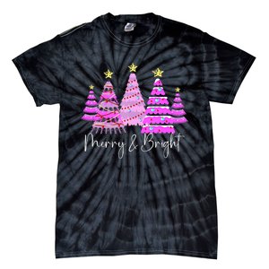 Merry And Bright Funny Christmas Tree Christmas Costume Cute Tank Top Tie-Dye T-Shirt