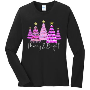 Merry And Bright Funny Christmas Tree Christmas Costume Cute Tank Top Ladies Long Sleeve Shirt