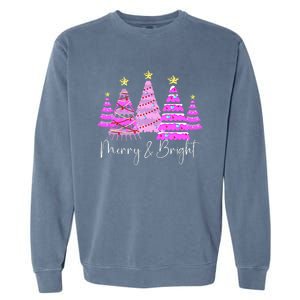 Merry And Bright Funny Christmas Tree Christmas Costume Cute Tank Top Garment-Dyed Sweatshirt