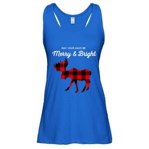 Merry And Bright Buffalo Plaid Christmas Moose Ladies Essential Flowy Tank