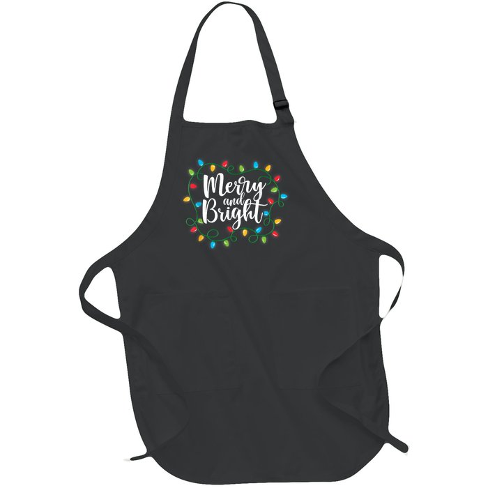 Merry And Bright Funny Family Matching Christmas Outfit Full-Length Apron With Pockets