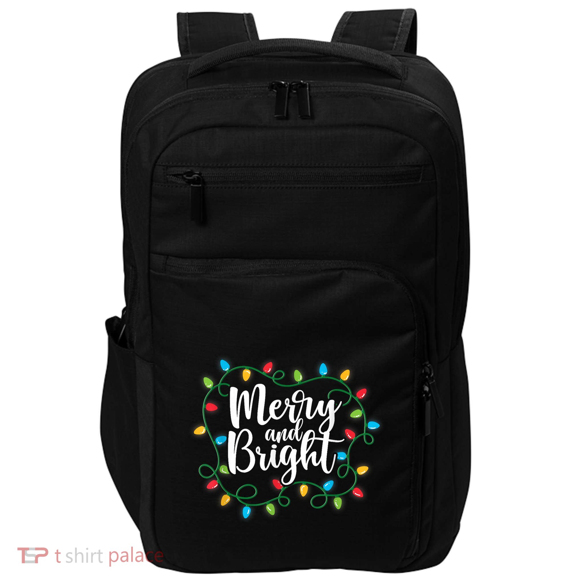 Merry And Bright Funny Family Matching Christmas Outfit Impact Tech Backpack