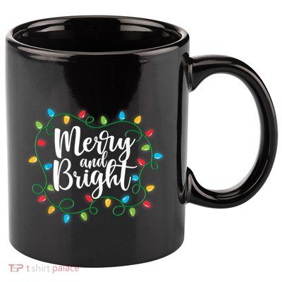 Merry And Bright Funny Family Matching Christmas Outfit 11oz C Handle Ceramic Mug