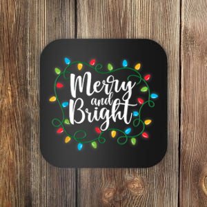 Merry And Bright Funny Family Matching Christmas Outfit Coaster