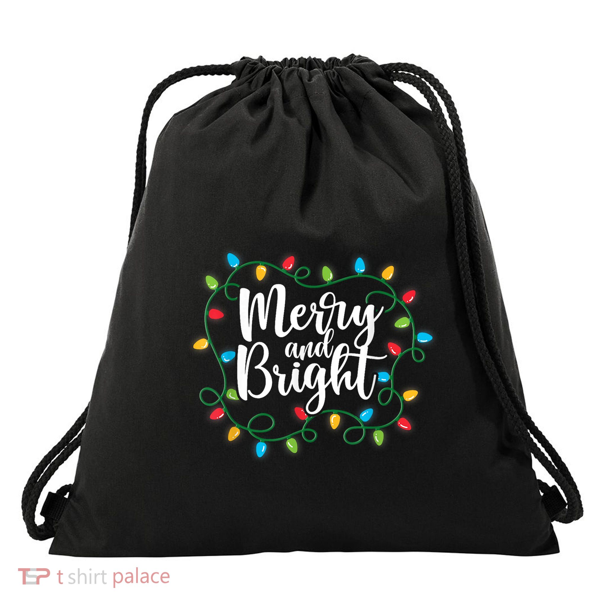 Merry And Bright Funny Family Matching Christmas Outfit Drawstring Bag