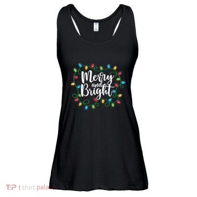 Merry And Bright Funny Family Matching Christmas Outfit Ladies Essential Flowy Tank