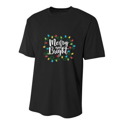Merry And Bright Funny Family Matching Christmas Outfit Youth Performance Sprint T-Shirt