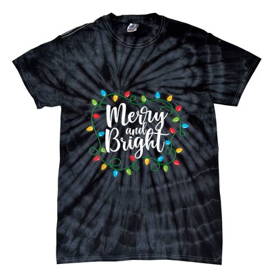 Merry And Bright Funny Family Matching Christmas Outfit Tie-Dye T-Shirt