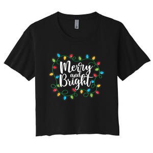 Merry And Bright Funny Family Matching Christmas Outfit Women's Crop Top Tee