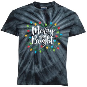 Merry And Bright Funny Family Matching Christmas Outfit Kids Tie-Dye T-Shirt