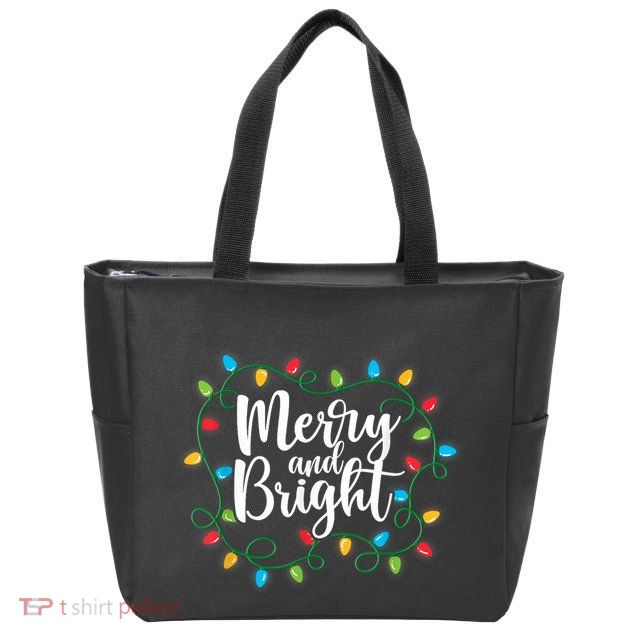 Merry And Bright Funny Family Matching Christmas Outfit Zip Tote Bag