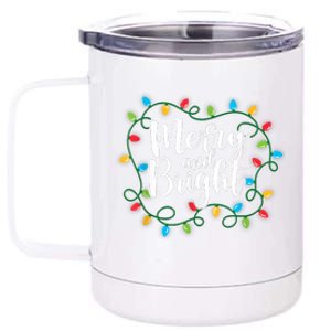 Merry And Bright Funny Family Matching Christmas Outfit 12 oz Stainless Steel Tumbler Cup