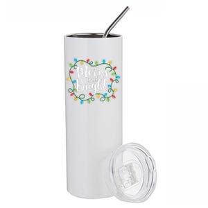 Merry And Bright Funny Family Matching Christmas Outfit Stainless Steel Tumbler