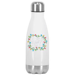 Merry And Bright Funny Family Matching Christmas Outfit Stainless Steel Insulated Water Bottle