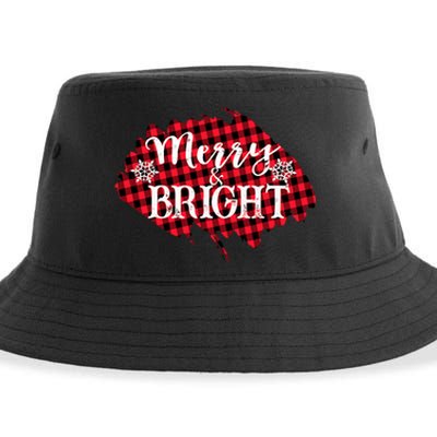 Merry And Bright Buffalo Plaid Christmas Sustainable Bucket Hat