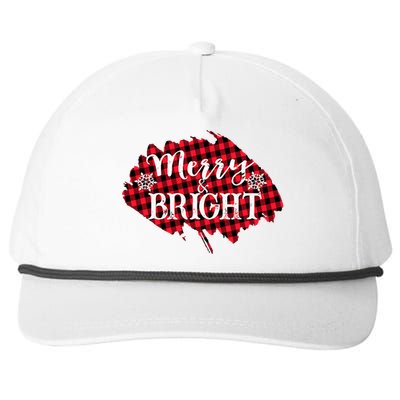 Merry And Bright Buffalo Plaid Christmas Snapback Five-Panel Rope Hat