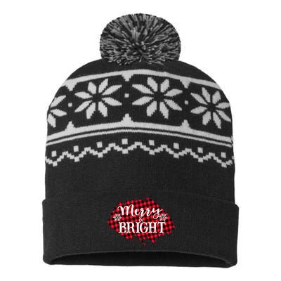 Merry And Bright Buffalo Plaid Christmas USA-Made Snowflake Beanie