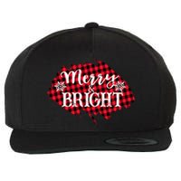 Merry And Bright Buffalo Plaid Christmas Wool Snapback Cap