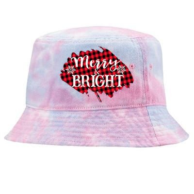 Merry And Bright Buffalo Plaid Christmas Tie-Dyed Bucket Hat