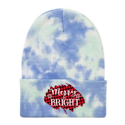 Merry And Bright Buffalo Plaid Christmas Tie Dye 12in Knit Beanie