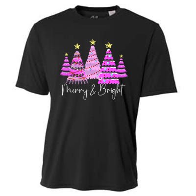 Merry And Bright Leopard Christmas Tree Christmas Costume Long Sleeve Cooling Performance Crew T-Shirt