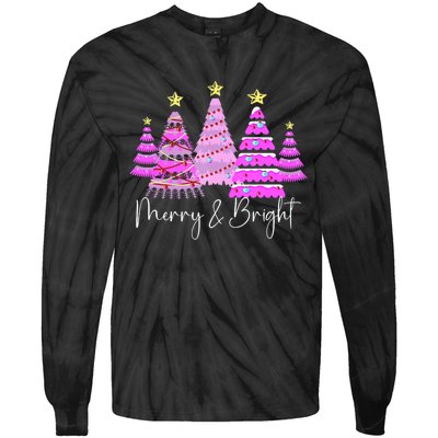 Merry And Bright Leopard Christmas Tree Christmas Costume Long Sleeve Tie-Dye Long Sleeve Shirt