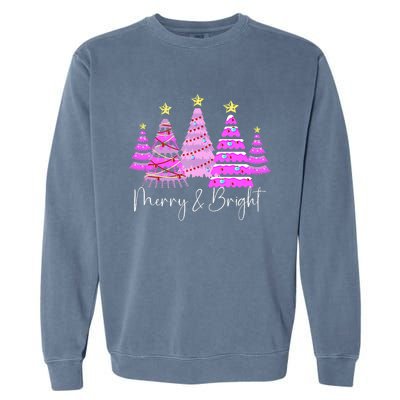 Merry And Bright Leopard Christmas Tree Christmas Costume Long Sleeve Garment-Dyed Sweatshirt