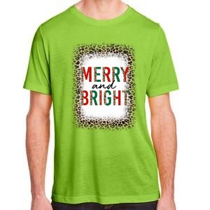 Merry And Bright Leopard Christmas Bleached Adult ChromaSoft Performance T-Shirt