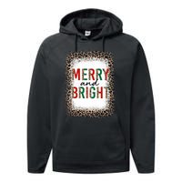 Merry And Bright Leopard Christmas Bleached Performance Fleece Hoodie