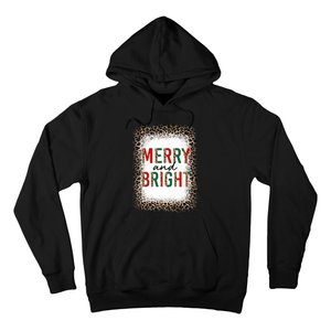 Merry And Bright Leopard Christmas Bleached Hoodie