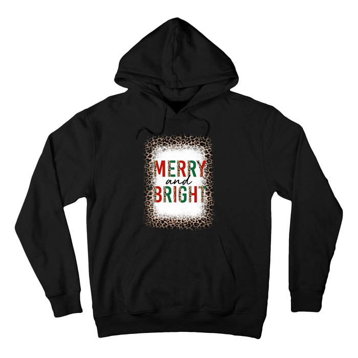 Merry And Bright Leopard Christmas Bleached Hoodie