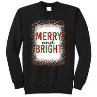 Merry And Bright Leopard Christmas Bleached Sweatshirt