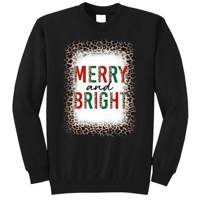 Merry And Bright Leopard Christmas Bleached Sweatshirt