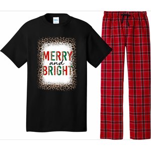 Merry And Bright Leopard Christmas Bleached Pajama Set