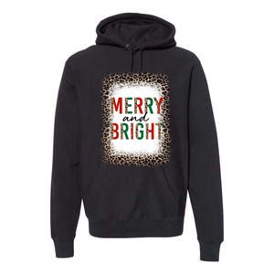 Merry And Bright Leopard Christmas Bleached Premium Hoodie