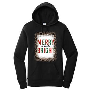 Merry And Bright Leopard Christmas Bleached Women's Pullover Hoodie