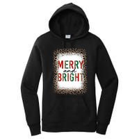 Merry And Bright Leopard Christmas Bleached Women's Pullover Hoodie