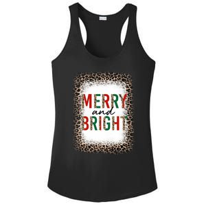 Merry And Bright Leopard Christmas Bleached Ladies PosiCharge Competitor Racerback Tank