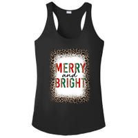 Merry And Bright Leopard Christmas Bleached Ladies PosiCharge Competitor Racerback Tank