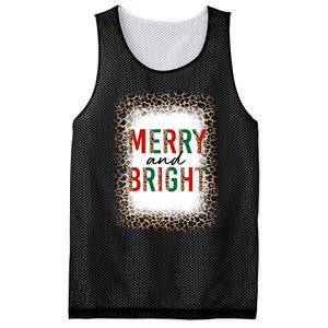 Merry And Bright Leopard Christmas Bleached Mesh Reversible Basketball Jersey Tank