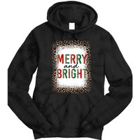 Merry And Bright Leopard Christmas Bleached Tie Dye Hoodie